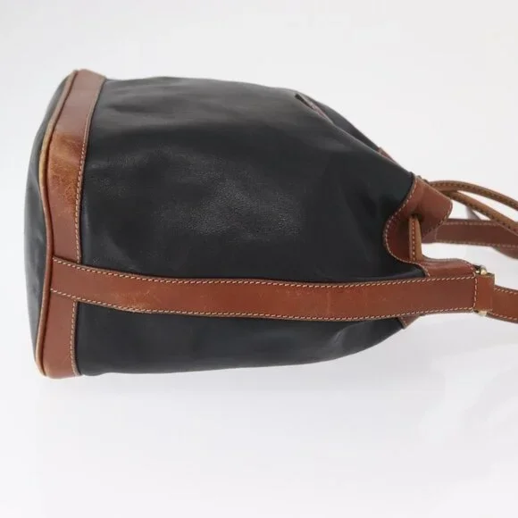 Authentic CELINE Shoulder Bag Leather Black Gold - Picture 11 of 16